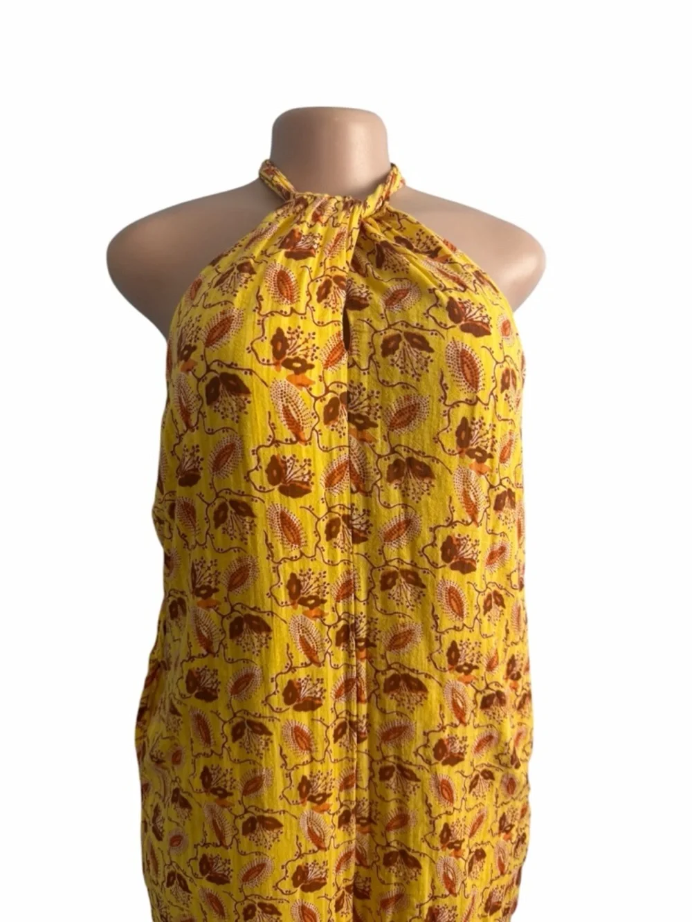 INC International Concepts Yellow Floral Printed Halter-Neck Jumpsuit